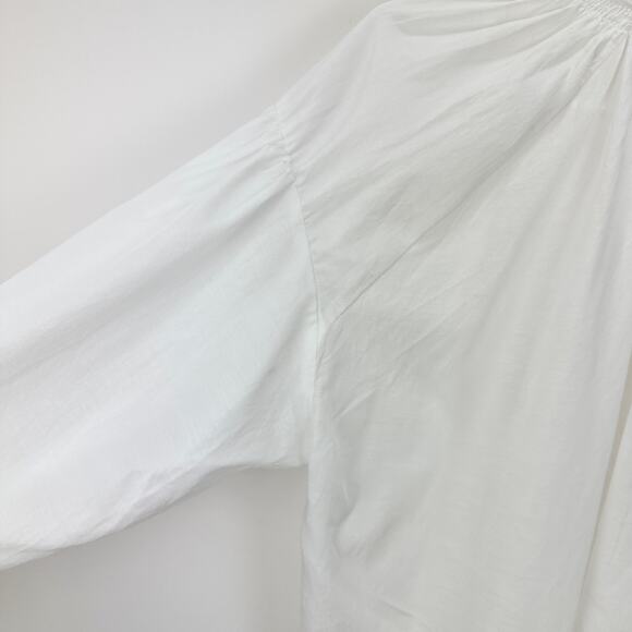 Madewell Shirred Long Sleeve Lightweight Flowy Blouse Cotton White Large NWT - Picture 15 of 15